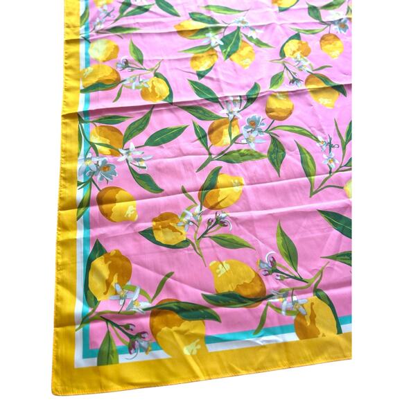 Pink Lemon Print Square Scarf | 90x90cm Summer Fruit Wrap Accessory - Picture 4 of 4